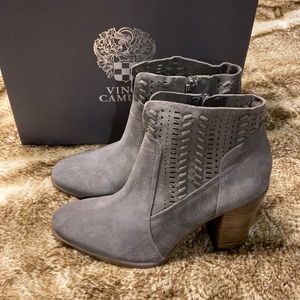 Vince Camuto grey suede Fenyia bootie
